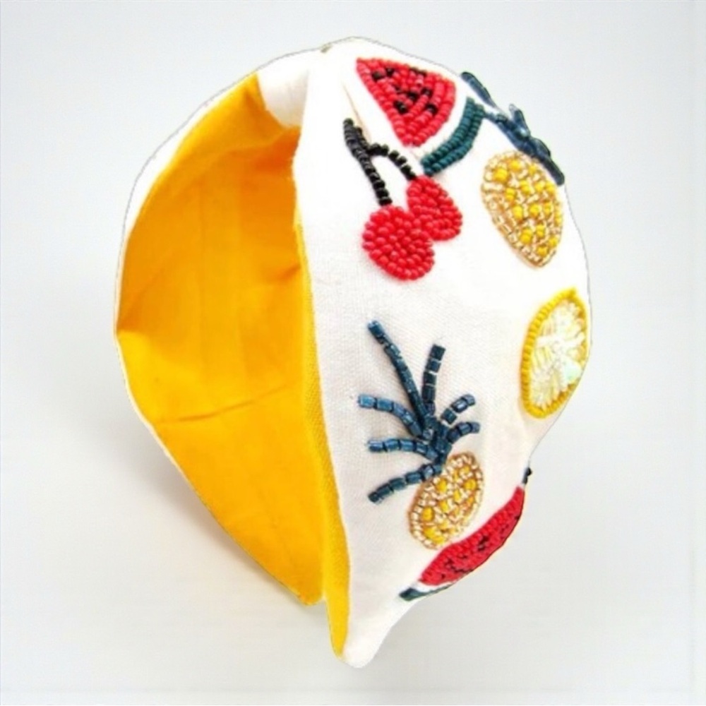 ban.do Beaded Fruit Headband Cherry Lemon Pineapple Watermelon NWT